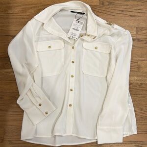 NWT Zara military balmain blouse size xl